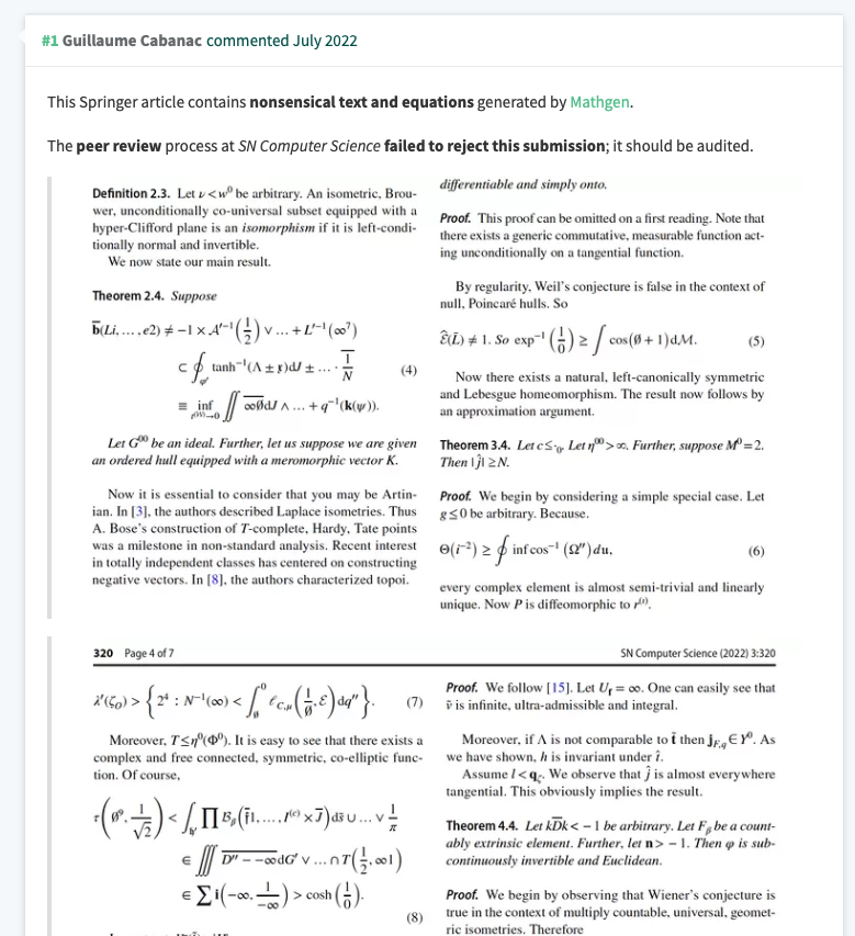 gcabanac's tweet photo. 🧑⚖️ Retracted at last! I reported this #SCIgen nonsense in July 2022, @SpringerNature retracted in September 2023. Were the 14 months of publisher investigation even required? I let you make your own mind… HT @SmutClyde for letting me know; no news from SN https://t.co/IGb3YgsNMz https://t.co/N0MTDCOppY