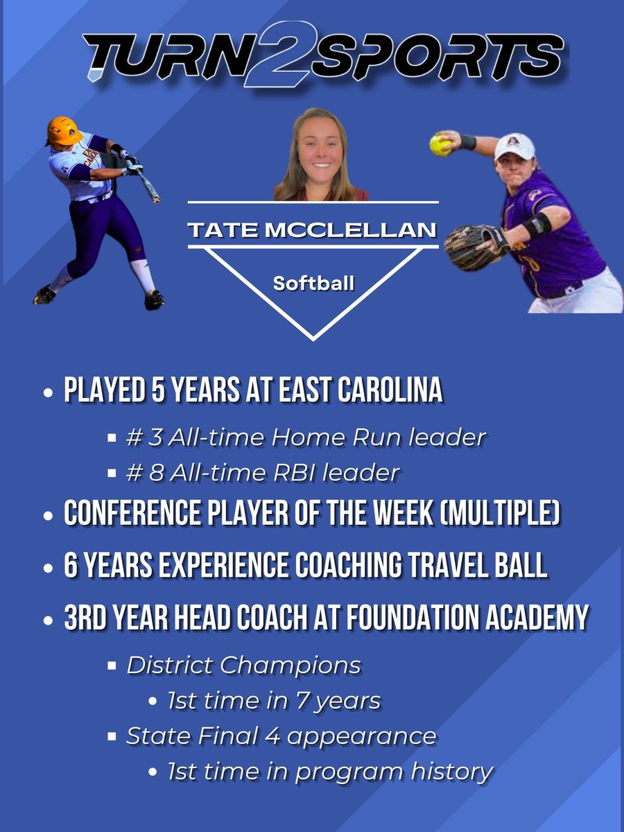 🚨📢We are excited to announce Turn2 will now be offering SOFTBALL instruction!🥎

Excited to have @TMcClellan70059 head up our softball instruction!

🥎 Membership menu at                     Turn2sportsfl.com