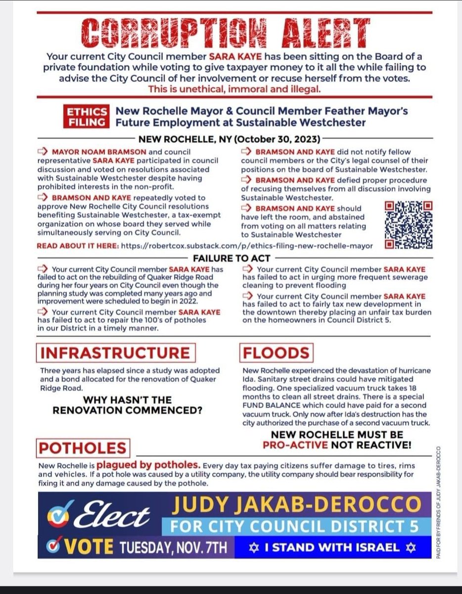 JDalois's tweet photo. Corruption in @NewRochelleNY politicians, same as it ever was. As corruption weaves its way, mayorial candidate @yadirafornewro pals with antisemite jamal bowman, attends pro hamas rally at her @Columbia uni job and nabs developer money. Proof at https://t.co/6ZkNyR1OIa #noyadira https://t.co/oWGR15RAsN