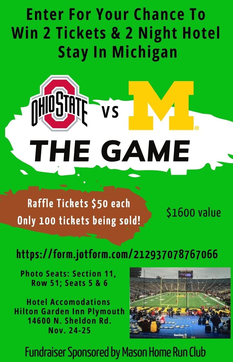 MHSHomeRunClub's tweet photo. OSU vs Michigan Game ticket package!!! Enter to win! Only 100 total tickets being sold! Winner need not be present. https://t.co/4Lkjs3wmuJ https://t.co/etb7JoKIjV
