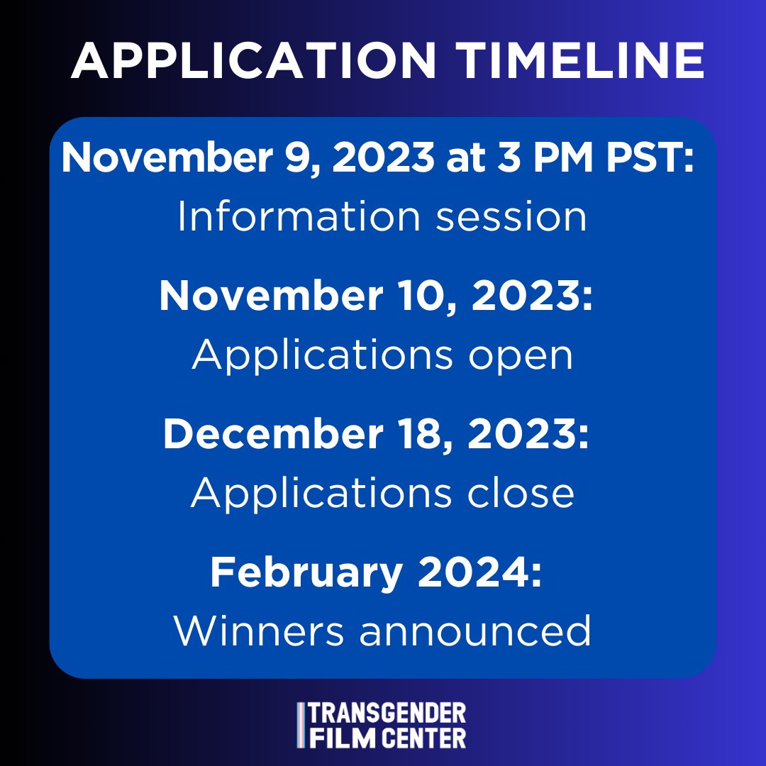 🚨 EXCITING ANNOUNCEMENT 🚨

Applications for our Trailblazer Grant open NEXT WEEK, November 10th. Two $10K grants will be distributed this grant cycle.

Learn more + register for our virtual info session happening on Nov. 9th, here: transfilmcenter.org/trailblazer