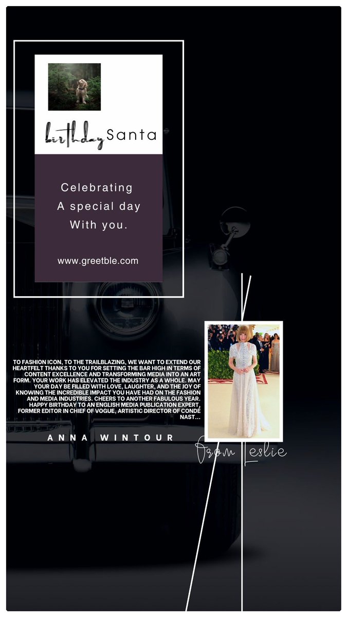GreetbleLtd's tweet photo. HAPPY BIRTHDAY ππ₯³πππππΎ TO MEDIA CONTENT PUBLICATION EXPERT ANNA WINTOUR.
FROM
https://t.co/NA2LQyz2yg
https://t.co/IcC3bmcNYc
#AnnaWintour
#Vogue
#CondeNast
#EditorinChief
#Greetble
#HappyBirthday https://t.co/4LSn9KDhcn
