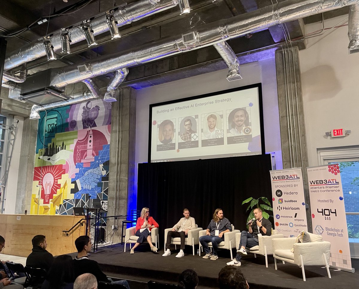 GamelanLLC's tweet photo. Great panel on the pitfalls and possibilities with #AI and enterprise uses today moderated by Jessica White . . .#web3atl #web3community https://t.co/b8TcuZeYPs