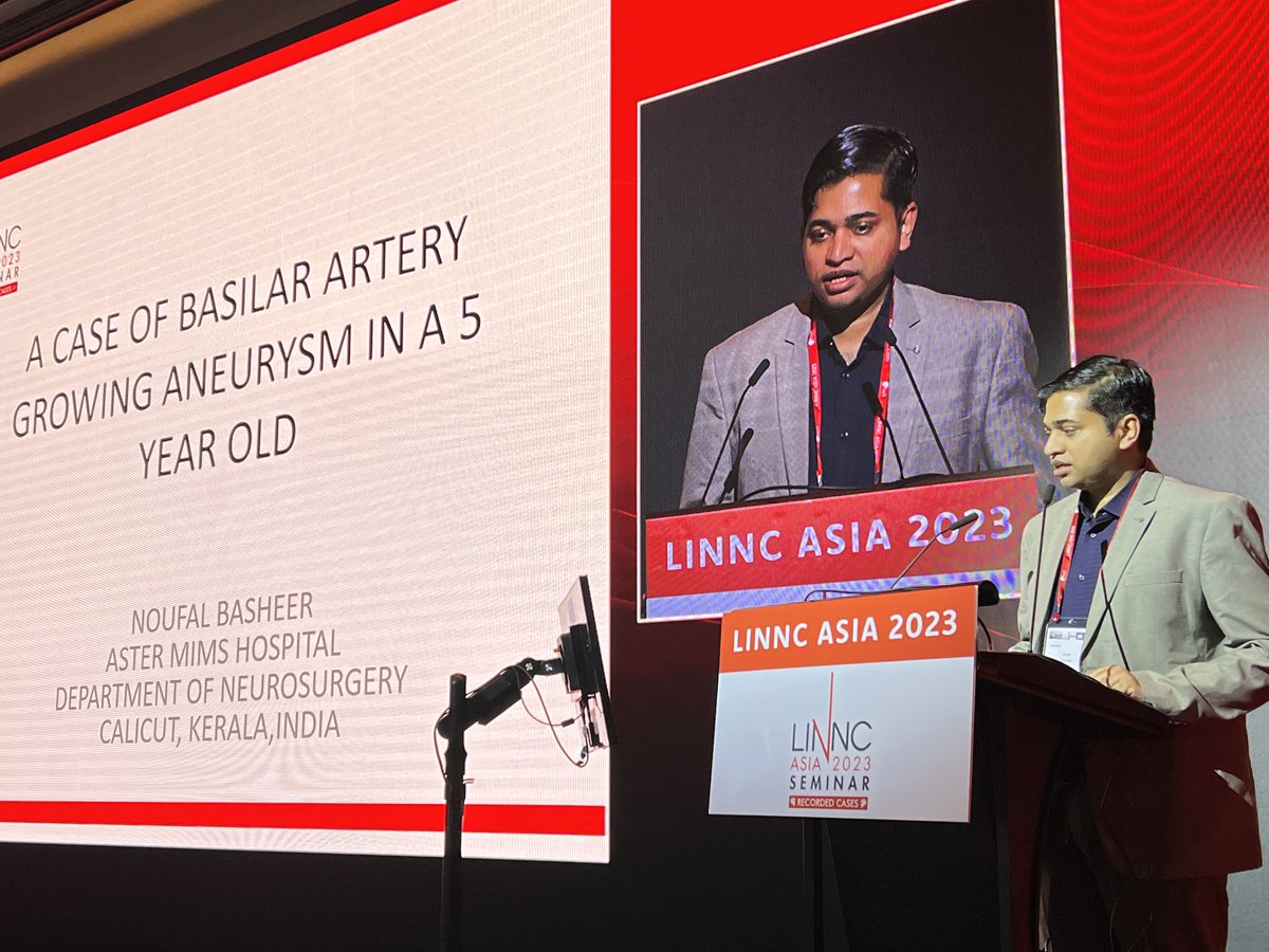 Day 2 of #LINNCASIA has arrived, bringing another day of educational insights and networking opportunities. Let's embrace it fully! First session featuring Noufal BASHEER with a growing basilar artery #aneurysm in a 5-year-old patient! #Neuroradiology #MedicalEducation