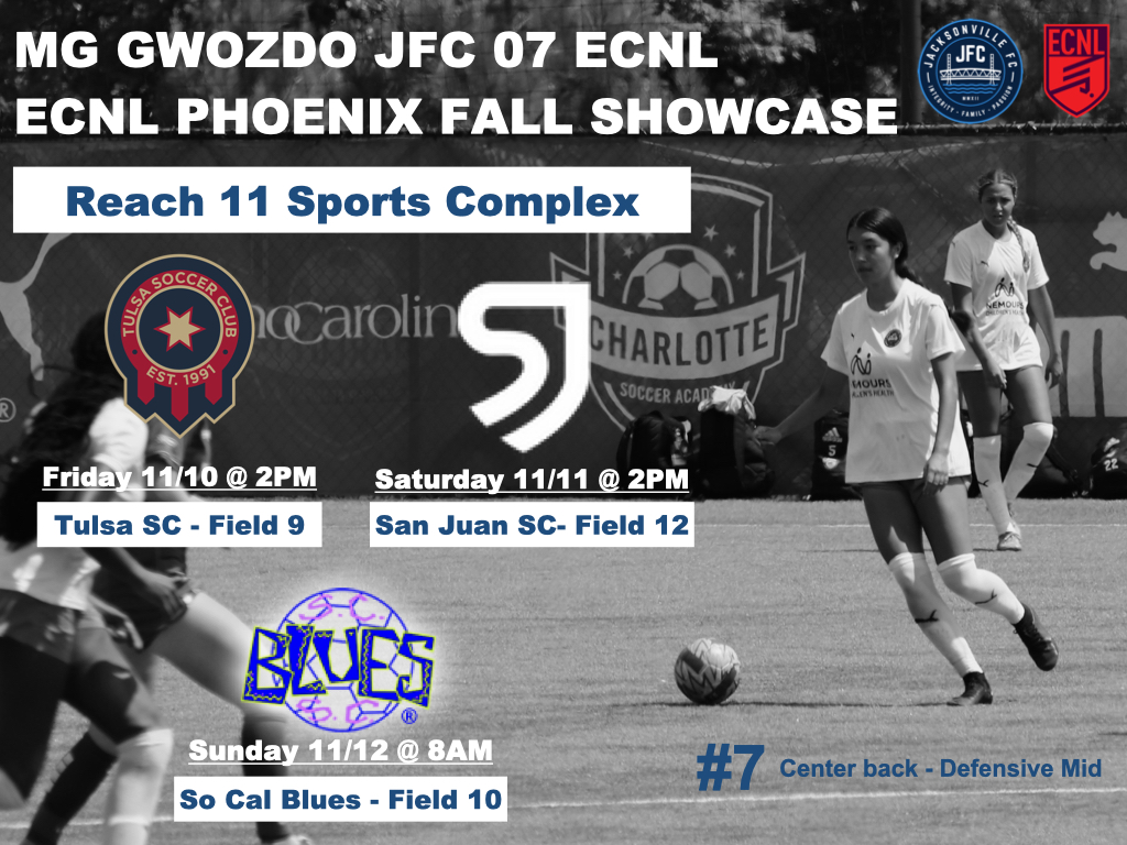 mg (@mggwozdo) on Twitter photo So excited for our first <a href="/ECNLgirls/">ECNL Girls</a> showcase this season! See you in Phoenix!
<a href="/JFC2007ECNL/">JFC2007ECNL</a> <a href="/PrepSoccer/">Prep Soccer ⚽️</a> <a href="/TheSoccerWire/">SoccerWire</a> <a href="/ECNLSoutheast/">ECNL Southeast Girls</a> <a href="/TopDrawerSoccer/">TopDrawerSoccer</a> So excited for our first <a href="/ECNLgirls/">ECNL Girls</a> showcase this season! See you in Phoenix!
<a href="/JFC2007ECNL/">JFC2007ECNL</a> <a href="/PrepSoccer/">Prep Soccer ⚽️</a> <a href="/TheSoccerWire/">SoccerWire</a> <a href="/ECNLSoutheast/">ECNL Southeast Girls</a> <a href="/TopDrawerSoccer/">TopDrawerSoccer</a>