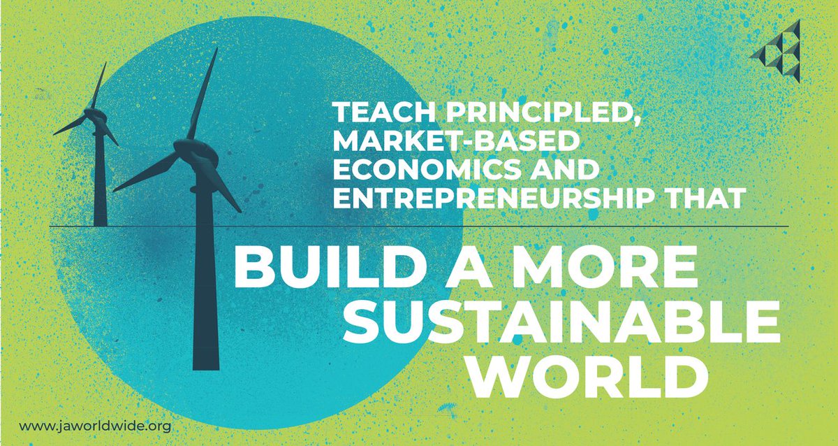 At JA, how we approach our work is as important as our vision and mission. Our third value? 'Teach principled, market-based economics and entrepreneurship that build a more sustainable world.' Learn more at jaworldwide.org/from-vision-to….