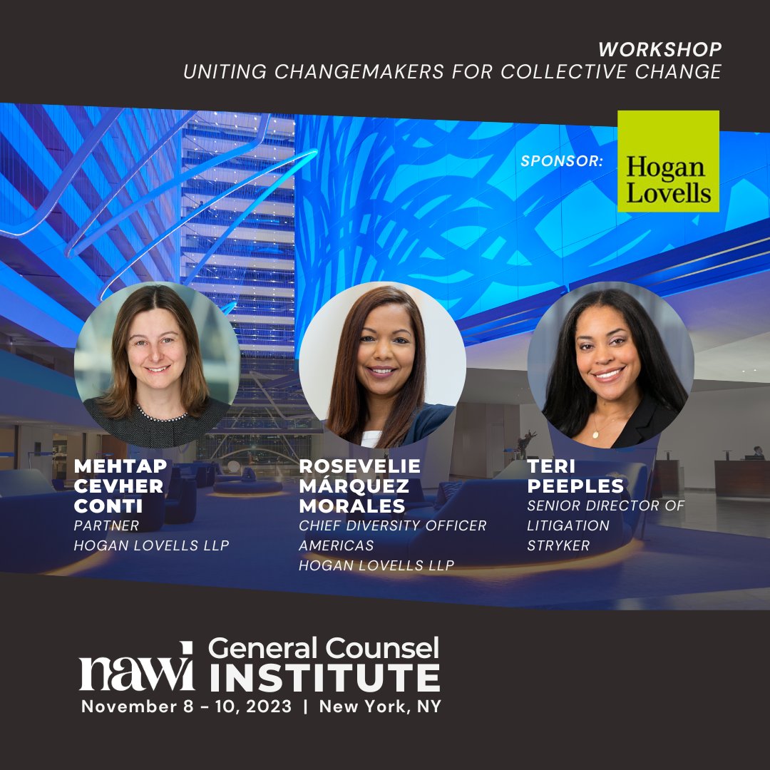 NAWLWomeninLaw's tweet image. At #GCI2023, learn how to leverage your position of power to cultivate a future rooted in equity, inclusivity, and justice.

Still time to register! nawl.org/2023-general-c…

#NAWLGCI #NAWL #conference #generalcounsel #womenlawyers #NAWLWomeninlaw @HoganLovells
