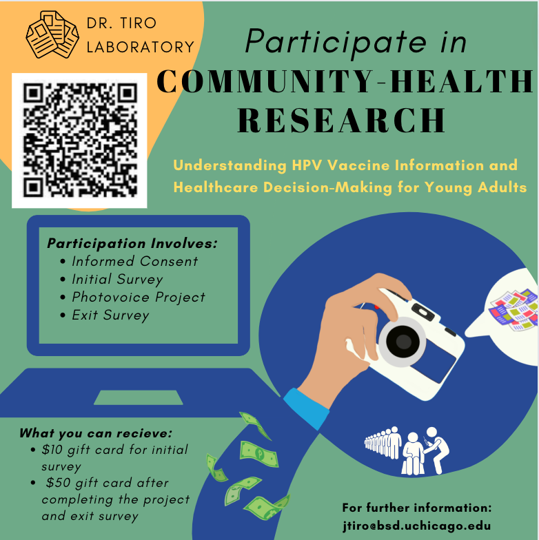 CBCACchicago's tweet photo. CBCAC is helping UChicago with a study is to understand how young adults go about finding information on human papillomavirus (HPV) and the HPV vaccine. Looking for 75 individuals between the ages of 19-26yr and have not received the HPV vaccine.

info: https://t.co/yKbyBElMYg https://t.co/vcCqanNM4z