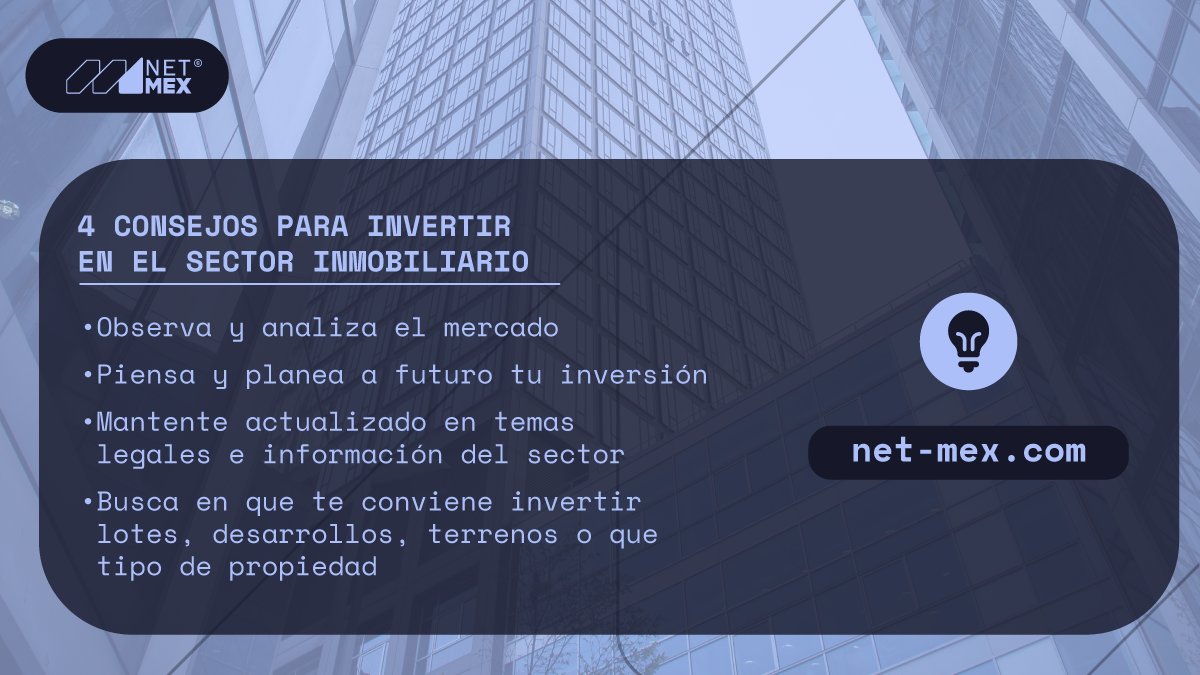 netmex3's tweet photo. Estás a punto de invertir en el sector inmobiliario y no sabes por dónde empezar, aquí te damos 4 consejos que te pueden ayudar 🤓👌 https://t.co/ZeiWBSqTG7