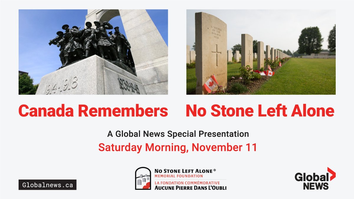 On Remembrance Day, November 11th, join Global News at 10 a.m. ET for two special presentations that pays respect to Canada's armed forces. @NoStoneAlone