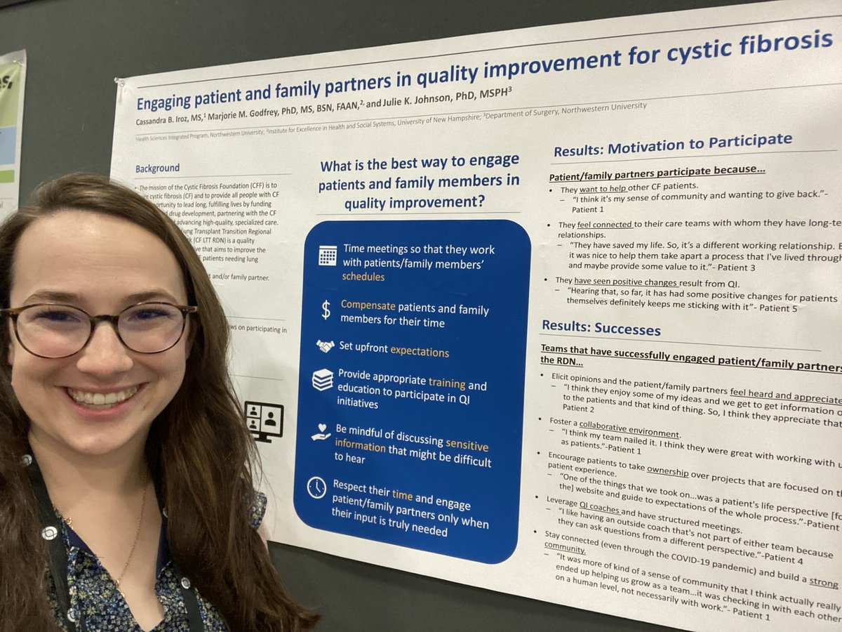 Excited to see @cassandra_iroz present research on how to engage patients and family partners in cystic fibrosis QI @CF_Foundation @MicrosystemMMG @JulieJKJohnson