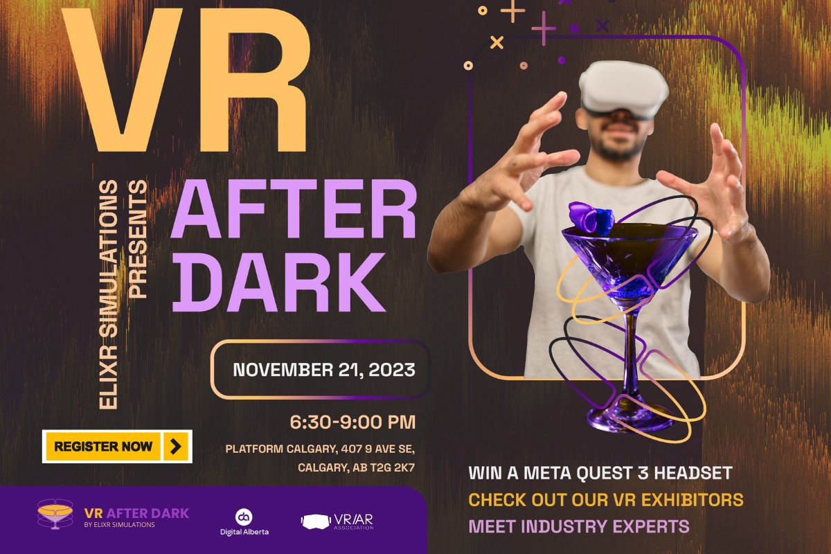 Digital Alberta (@digitalalberta) on Twitter photo You're Invited to VR After Dark! ELIXR will be hosting their annual VR After Dark event in collaboration with Digital Alberta and the VR/AR Association Alberta Chapter during Innovation Week in Calgary! 
Cost: FREE RSVP today: showpass.com/vr-after-dark/ You're Invited to VR After Dark! ELIXR will be hosting their annual VR After Dark event in collaboration with Digital Alberta and the VR/AR Association Alberta Chapter during Innovation Week in Calgary! 
Cost: FREE RSVP today: showpass.com/vr-after-dark/
