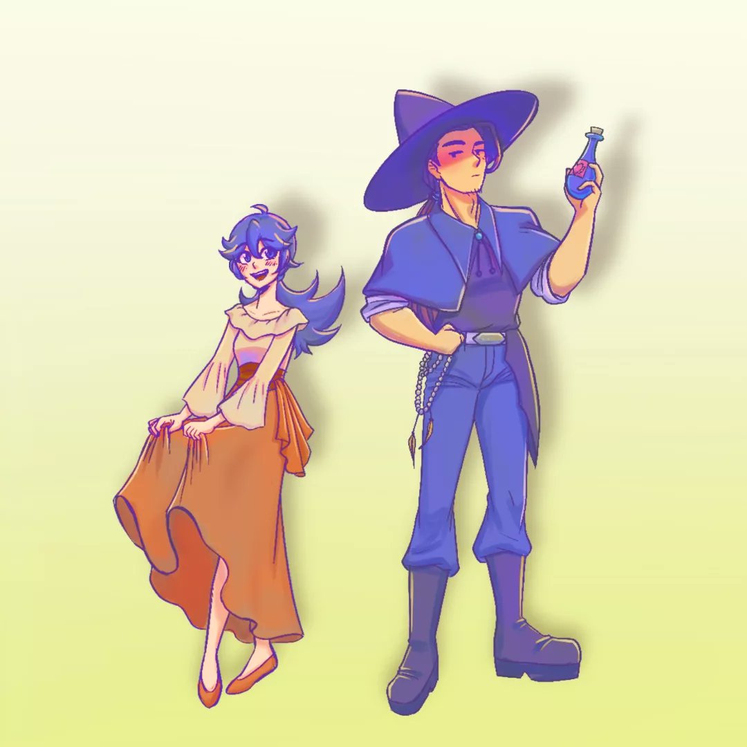 Hynuri7's tweet photo. A really late Halloween post 🎃
My witch oc dress up as a human, and her human partner dress up as a witch ✨ https://t.co/jTGWaXn0wP