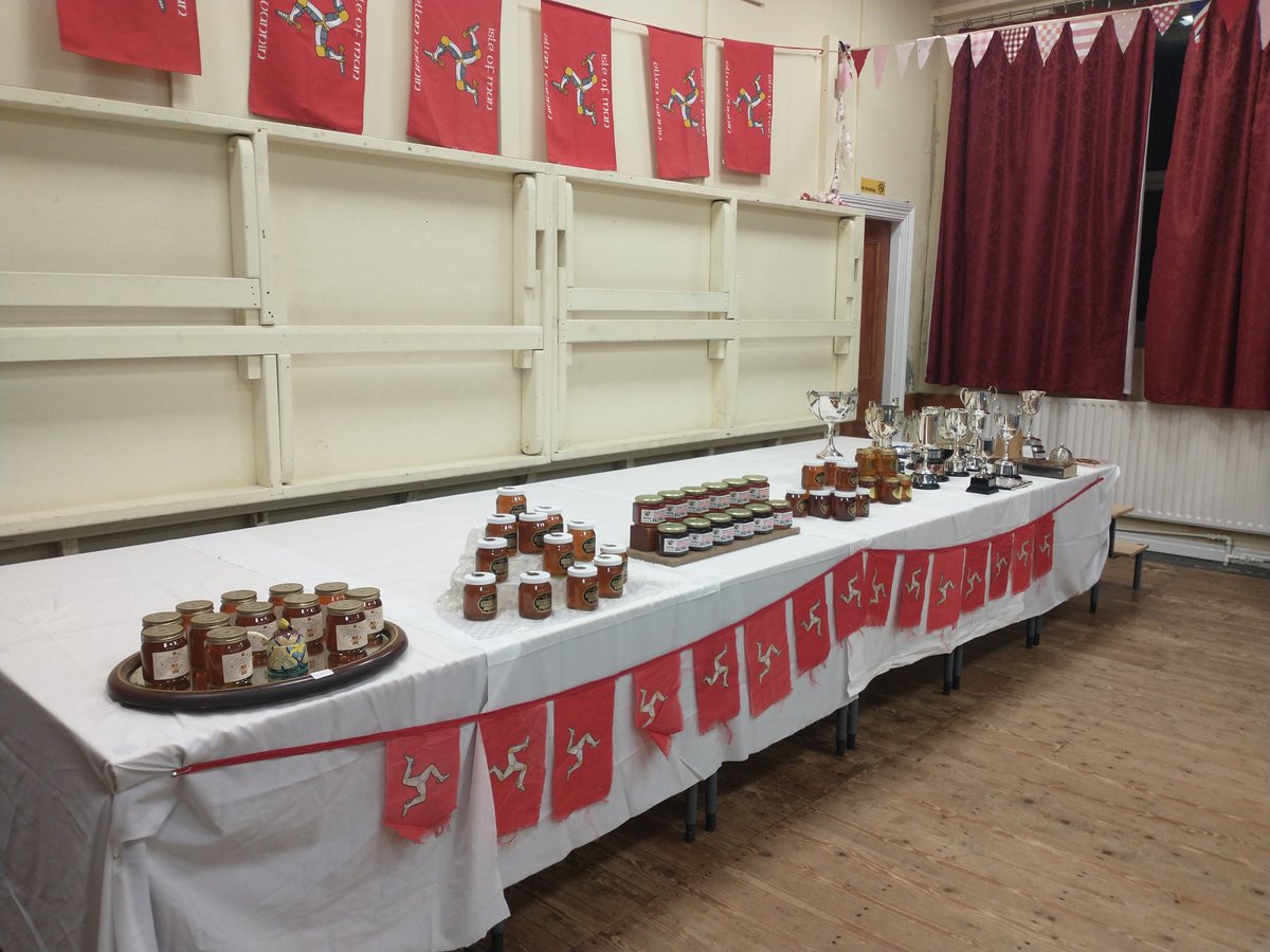 The bunting is up, the entries are in and the judge and stewards are ready!
Good luck to everyone who has entered the Isle of Man Beekeepers Federation Honey Show at St John's Methodist Hall. Show starts at 2pm tomorrow, everyone welcome.