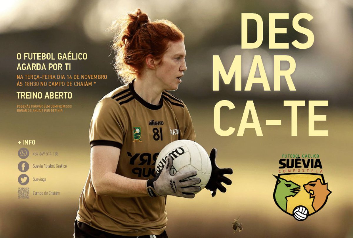 A Suévia ruge de novo. A equipa de futebol Gaélico Suévia reanuda os seus treinos. Faremos um treino inaugural para poderdes experimentar este desporto emergente. Vem provar! Será em Chaiám no próximo 14 de novembro.
maps.app.goo.gl/Hr65BBAtSZQPjL…