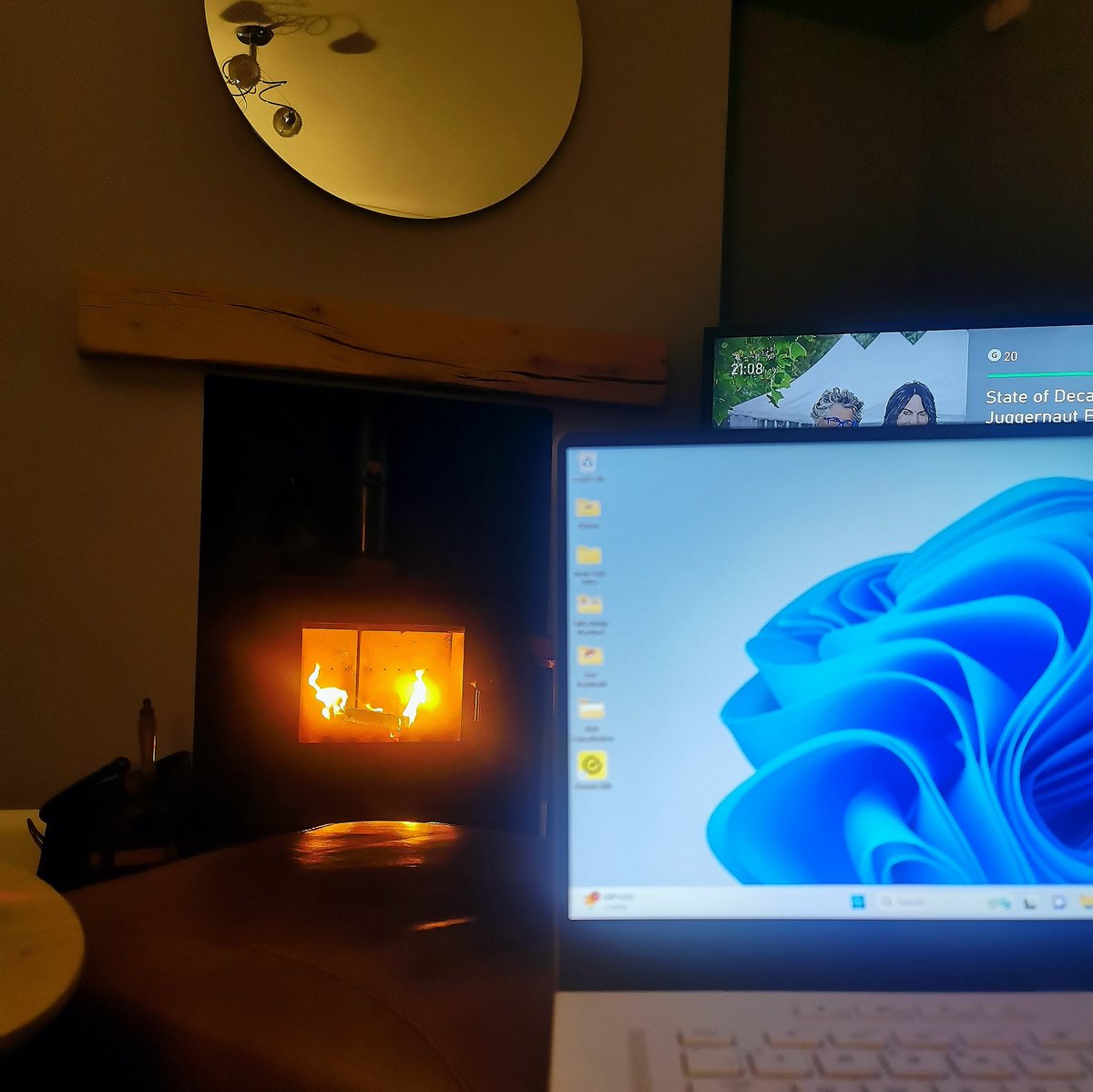 There's nothing like having a fire going and feet up on a cold evening to help get the writing flowing. Nice and cosy, making the most of it while I can