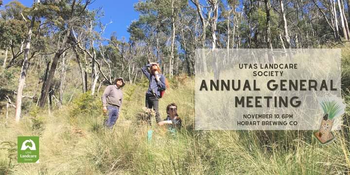 Do you know a UTAS student that would be interested in joining the UTAS Landcare Society?

We are seeking undergraduate students to join us in organising and leading volunteer conservation events all across Tasmania. We are getting old!

Our AGM is Nov 10, 6pm Hobart Brewing Co