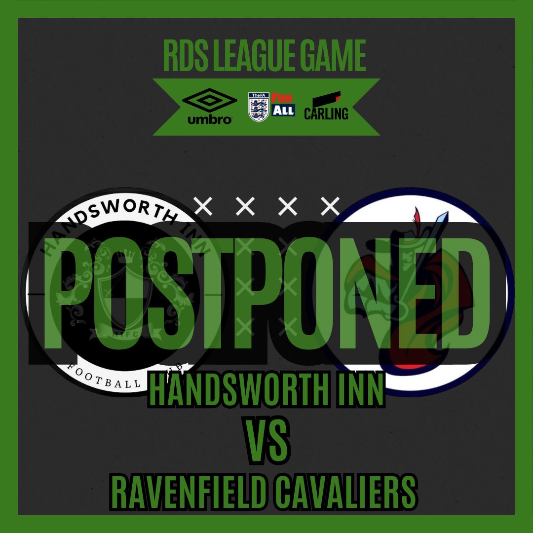 FCHandsworthInn's tweet photo. Sundays game against @RavCavFC is now postponed due to the council… https://t.co/AymqECAgv6