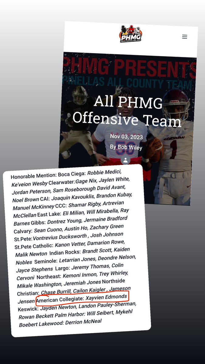 x2saucy's tweet photo. I was in the honorable mention for 2nd team Pinellas offensive team as a junior! @PinellasHSMedia https://t.co/cM3Jx0Za8n