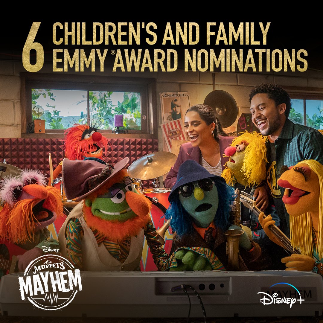 The Electric Mayhem continues to rock and roll! We are thrilled to be nominated for six Children’s and Family Emmy awards. #TheMuppetsMayhem