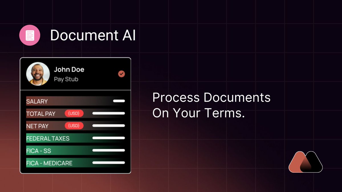 MultimodalAI's tweet image. 1/4 Regardless of an organization&apos;s size, manual document processing can be time-consuming and error-prone. Enter Document AI – a custom AI Agent from MultiModal designed to optimize your document processing workflow. #MultimodalAI #DocumentAI