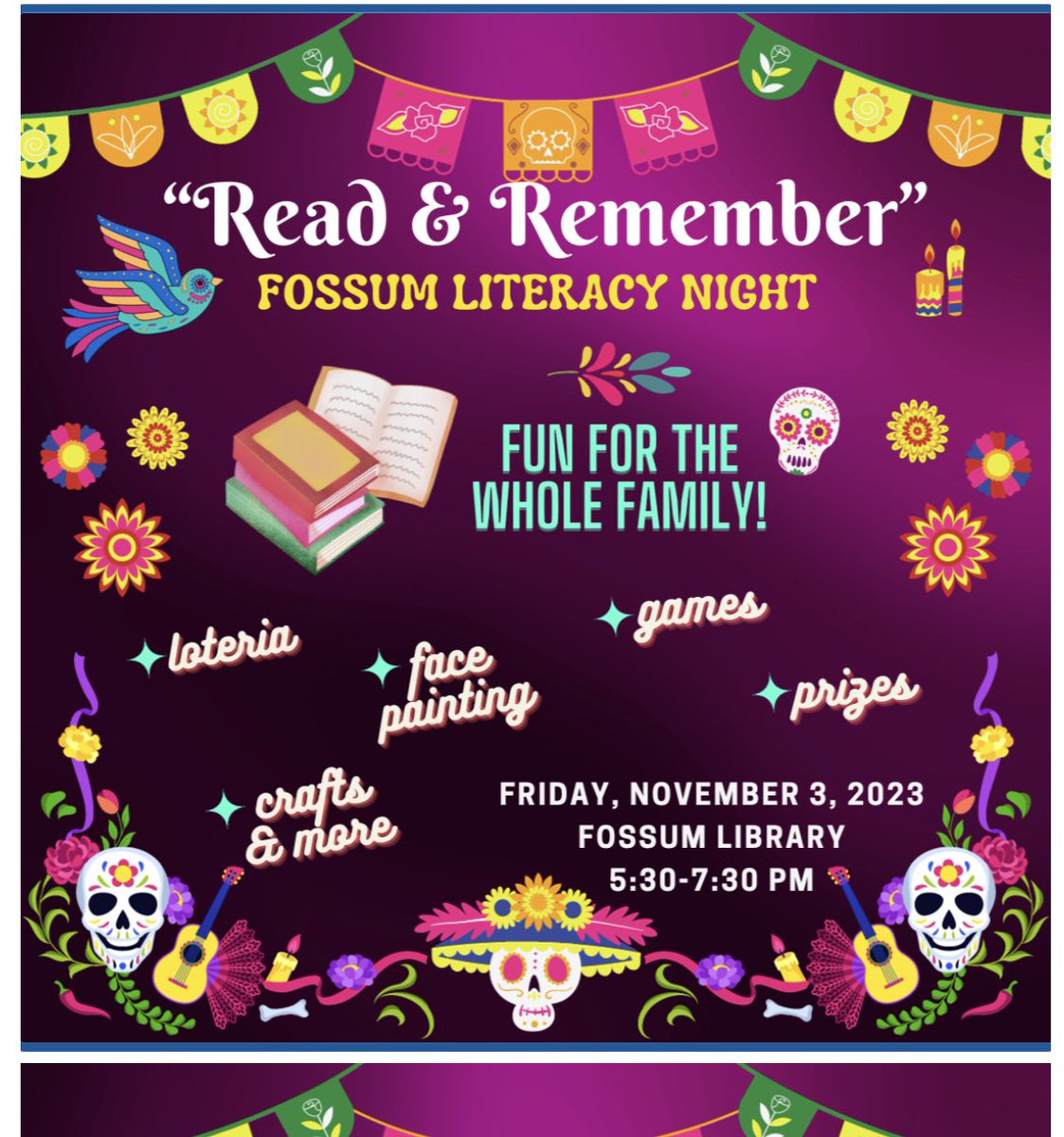 DemoClaudia's tweet photo. Gearing up for Fossum’s Literacy Night. Thanks to McHi cosmetology students for the face painting today. #literacy ##McHiBulldogs2024 #DiaDeMuertos2023 @salflores10 @McAllenISD https://t.co/h9Z1uyQ9Ud