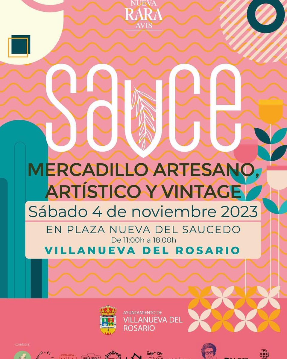 🛍 Mañana, nueva edición de Sauce:
el mercadillo artesano, artístico y vintage de Villanueva del Rosario

🕚 11:00 a 18:00 horas
📌 Plaza Nueva del Saucedo

🖼 Contará con puestos se creadores locales y estará amenizado con una sesión musical de DJ Danger