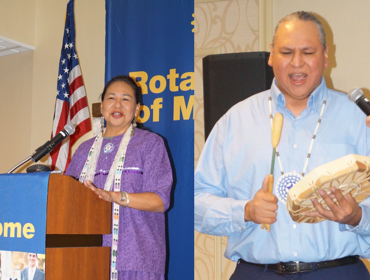 RotaryMadisonWI's tweet photo. Anne and Josh Thundercloud provided Rotarians and guests with an introduction to Native American pow-wows at the Rotary Club of Madison's weekly meeting on November 1 at the Park Hotel https://t.co/kk80exYHXr