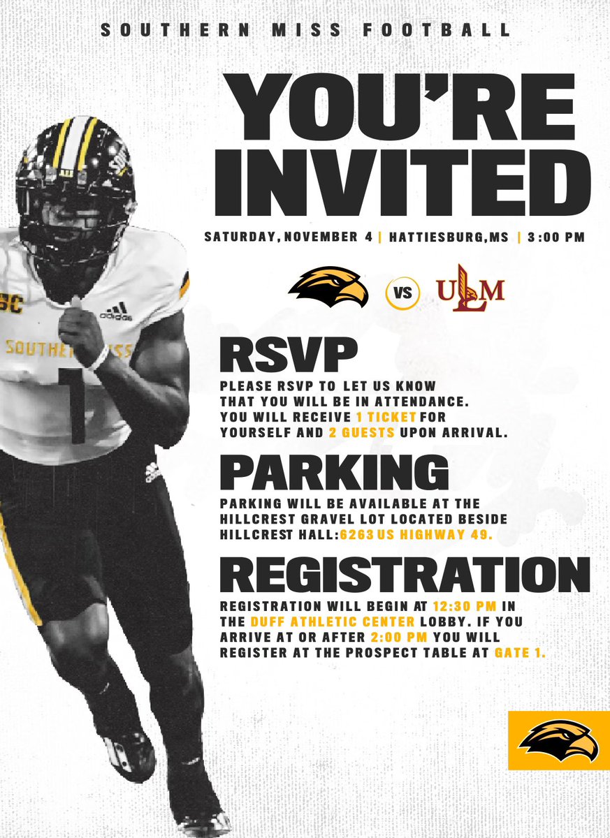 Thanks <a href="/SouthernMissFB/">Southern Miss Football</a> for the game invite can’t wait to see y’all play <a href="/HKA_Tanalski/">Adam</a> <a href="/CoachDiesi/">Sal Diesi III</a>