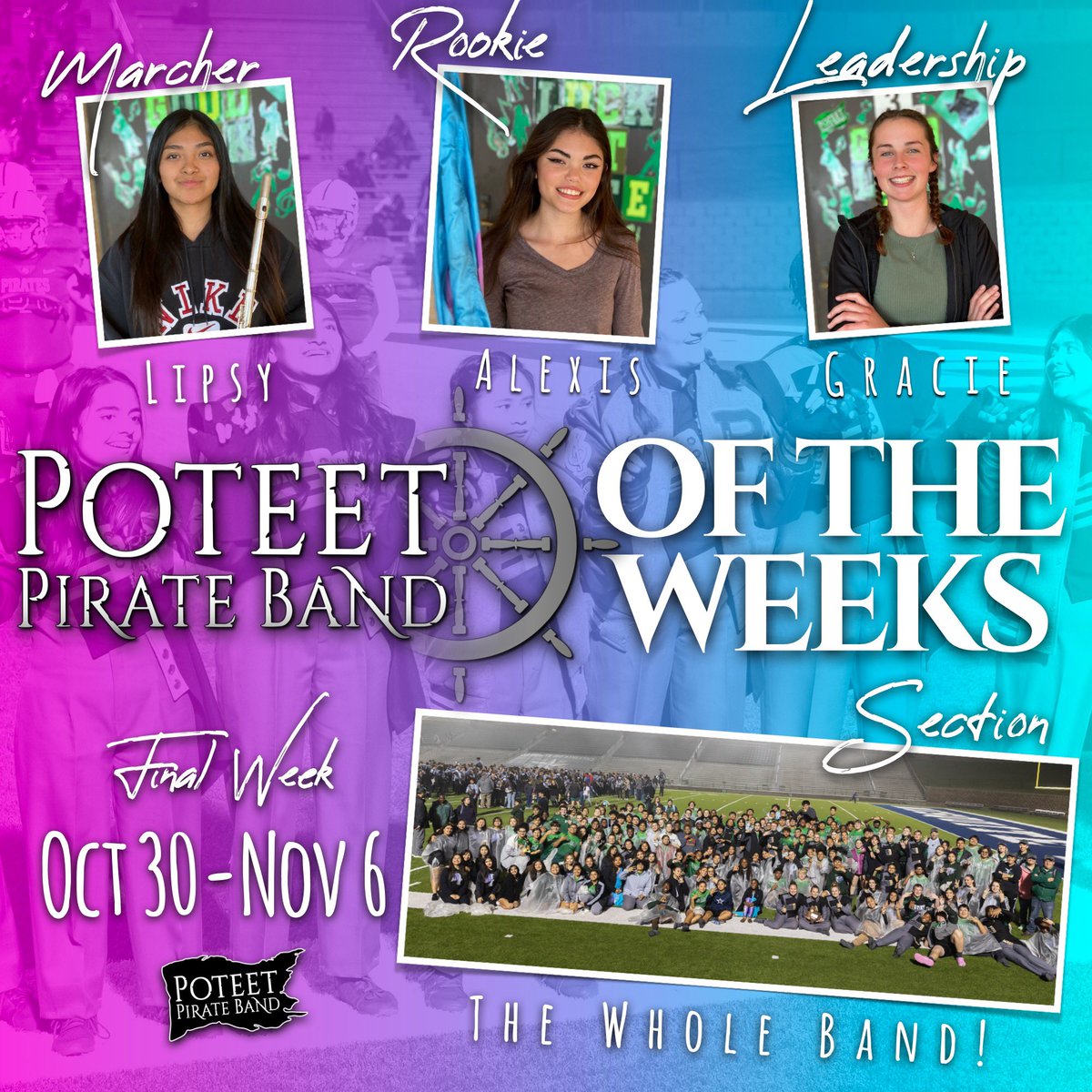 We’re wrapping it up! It was cold this week but the Pirate Band brought the 🔥! Alamodome, we’ll see you in 3 days!
#gopirateband #peacebypiece23