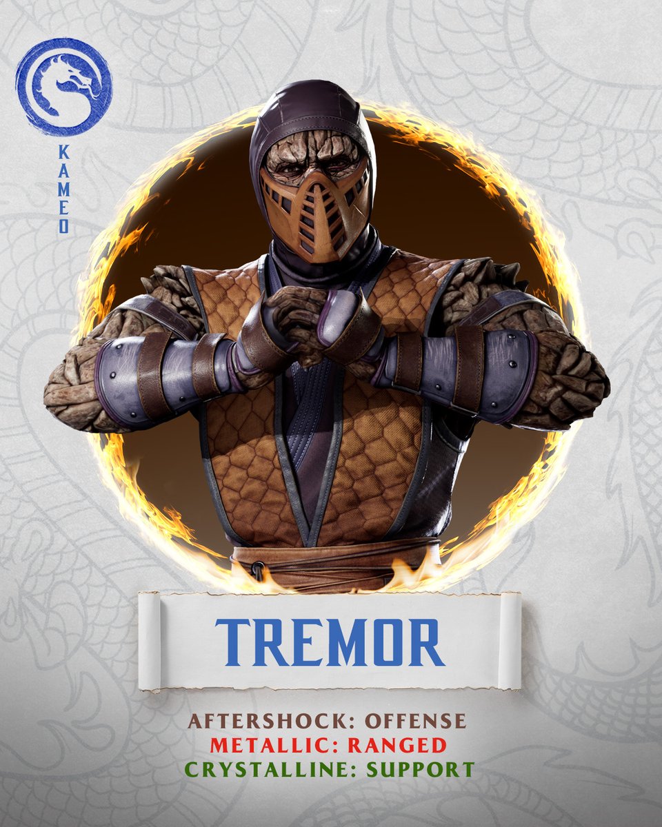 MortalKombat's tweet photo. An earth-shattering assist. Tremor makes his #MK1 Kameo debut as part of the Kombat Pack and for standalone purchase on November 20. https://t.co/7adCtDZC9M