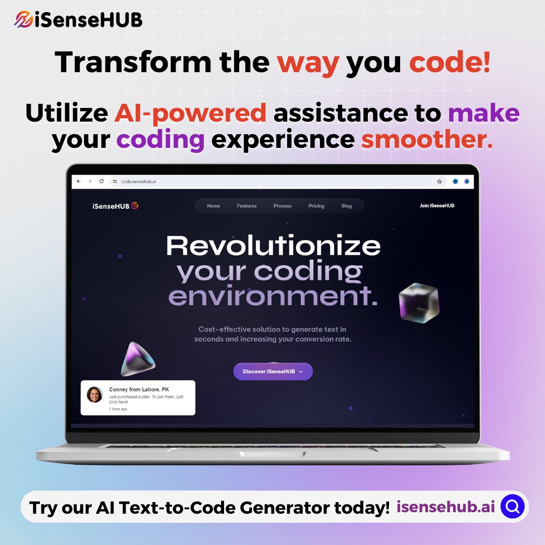 iSenseHUB's tweet image. Code smarter and faster with AI-powered assistance.
Experience seamless coding and boost productivity.
Signup for FREE trail at isensehub.ai
#aicodegenerator #AI #aitool #digitalmarketingstrategy #artificialintelligence #chatgpt #chatgptprompt #isensehub