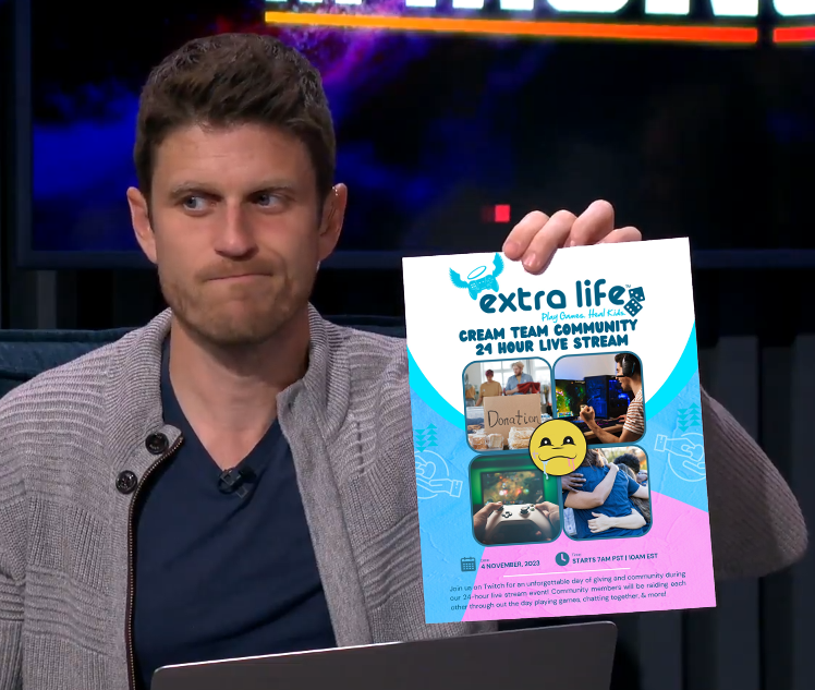 TheCreamies's tweet photo. Don't miss our community's @ExtraLife4Kids efforts tomorrow from 10 AM EST/7 AM PST!

Starting with @MetalKhaos and then raid-jumping all over the god damn place, join us!

#ExtraLife

https://t.co/caFycAf1Ti https://t.co/OGRK3Pefkl