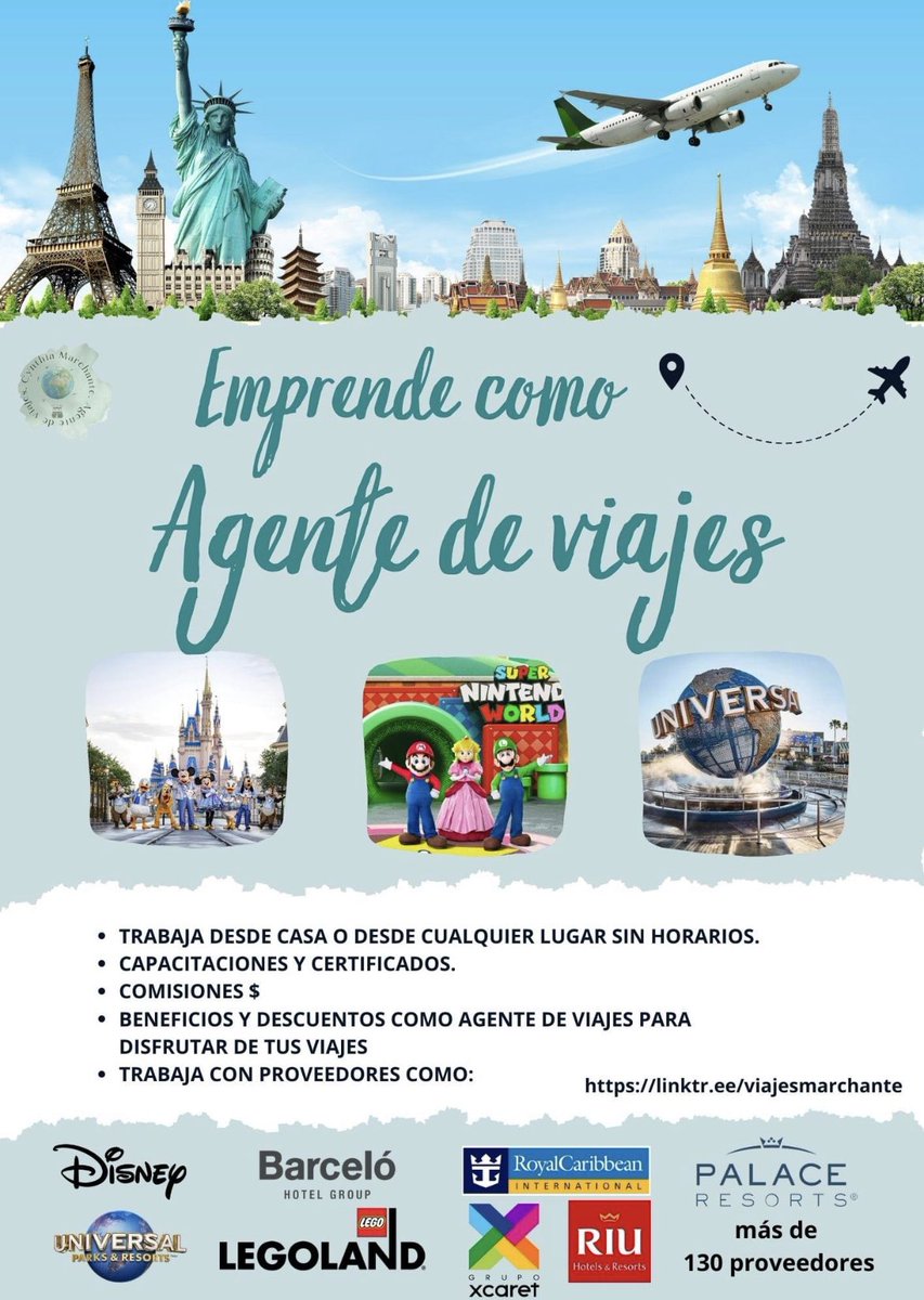 ViajesMarchante's tweet photo. Trabaja desde casa y sin horarios

#agentedeviajes #viajar #Ingresos #viajes https://t.co/4DGWLg6VT8