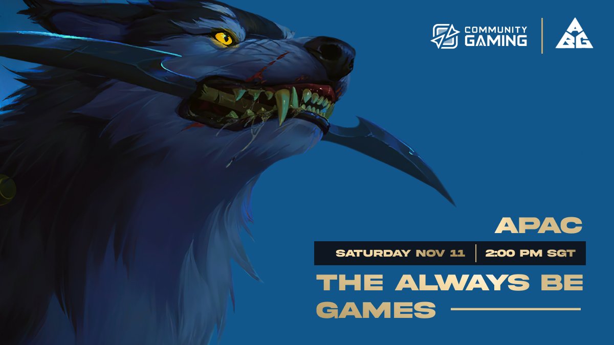 APAC! We are back again bringing you an Eternal event to prepare for the final Eternal Open of the year!

Join us next week on Saturday, Nov 11 and compete with the community to win cash and more!

Register: communitygaming.io/tournament/12t…
Join the ABG Discord: discord.gg/cBVFFweVj9