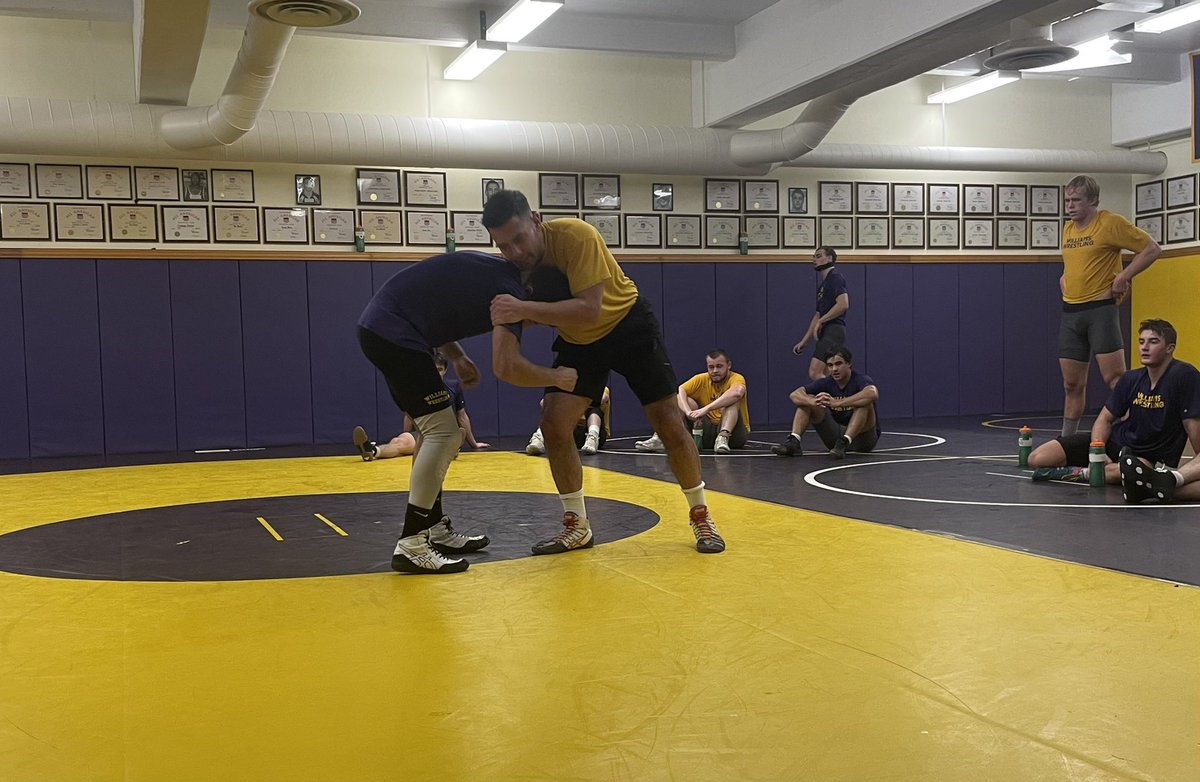 HoneckerWrestle's tweet image. We are really lucky to have one of the @ephmatmen greats in the room helping our guys.  Jorge Lopez ‘16 is the only 4x All American in Williams history.  He’s still got it.