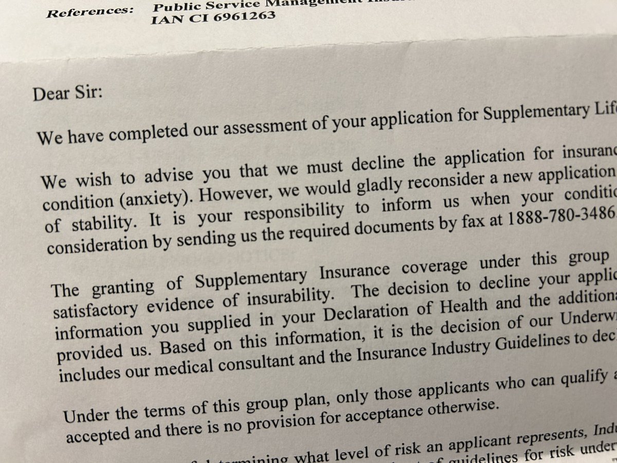 FarleyDesigns's tweet photo. Was denied life insurance due to anxiety 😬 This makes no sense to me… @IAcanada how does anyone get approved when anxiety is so common? https://t.co/ozrCJ1G1Ny