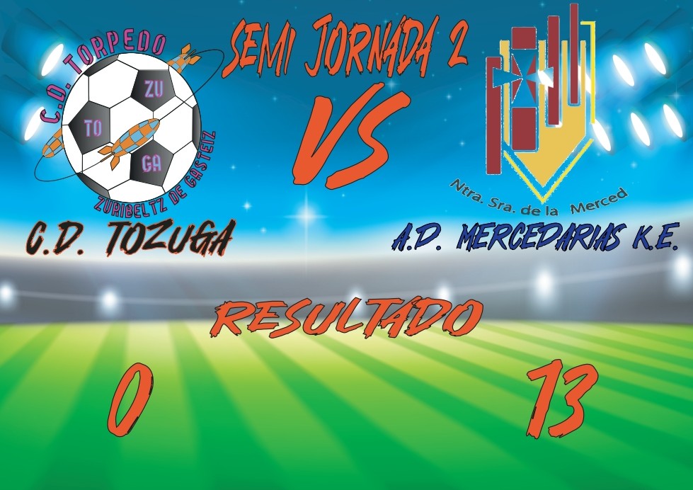 COPA REGIONAL FEMENINO

RESULTADO:
⚽ SEMI JORNADA 2
🎽CD TOZUGA 0 - <a href="/KirolMerced/">Kirol Mercedarias</a> 13

#CopaRegionalFemenina, #temporada20232024, #TorpedoFemenino, #Familia, #Orgullo, #Esfuerzo, #Superación
#GoazenTorpedo