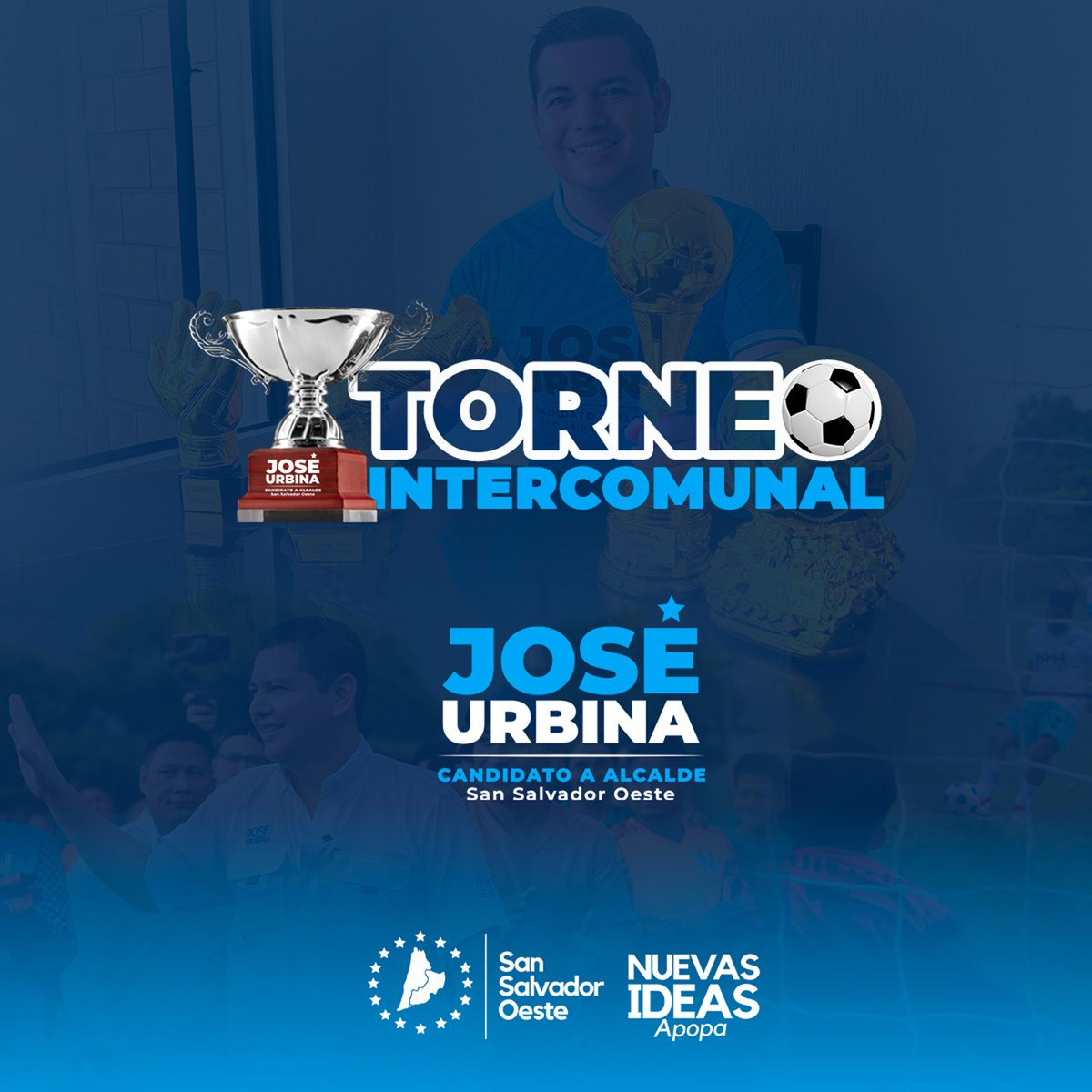 NIApopaSv's tweet photo. Agradecemos la iniciativa de nuestro candidato a alcalde @joseurbinasv, por realizar el primer torneo intercomunal jamás visto en el municipio, donde 14  comunidades conviven a través del deporte, cada domingo se disputarán en la búsqueda de ganar el máximo galardón del torneo. https://t.co/G7HVk93HuL