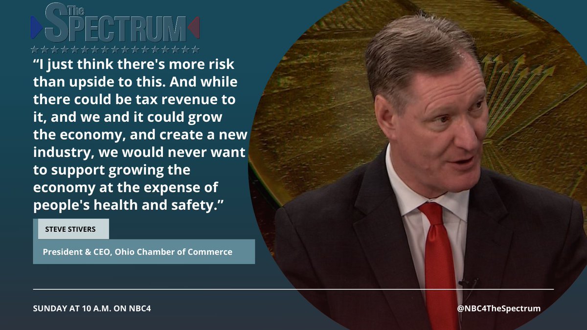 SundayBriefing's tweet image. SUNDAY MORNING AT 10 ON @nbc4i: 
On Tuesday, Ohioans will decide whether or not to legalize recreational marijuana for adults.
@stevestivers explains the concerns the @OhioChamber has about #Issue2, including safety issues in and outside of work...nbc4i.co/47fJYZ0 
(1/6)