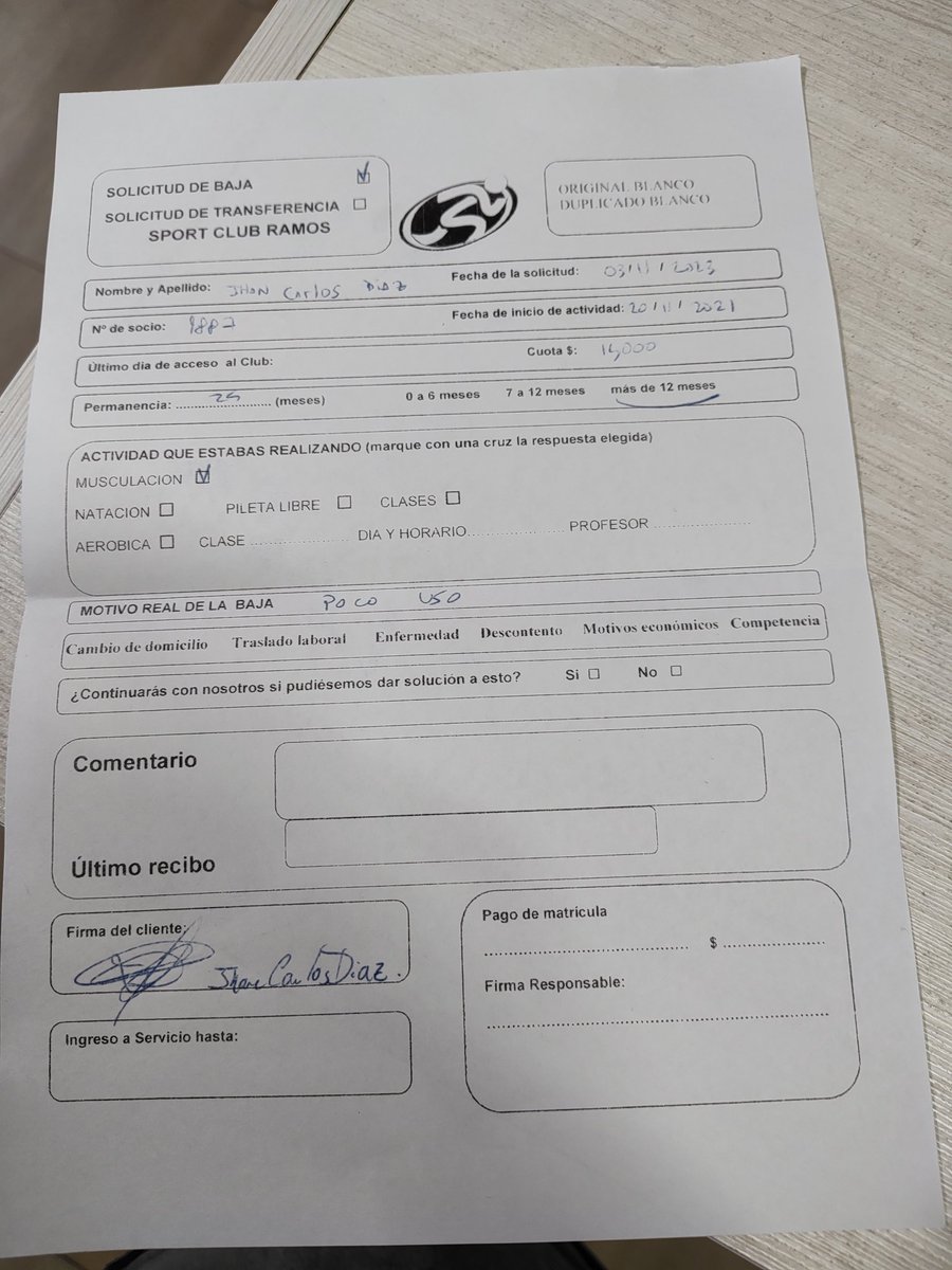 jhandiaz1's tweet photo. Que lástima irme del @SportClubRamos. No respectan a los socios. Y me cansé del cambio de profesor de zumba por ser tan mal pagado... https://t.co/nkncRkjtU4