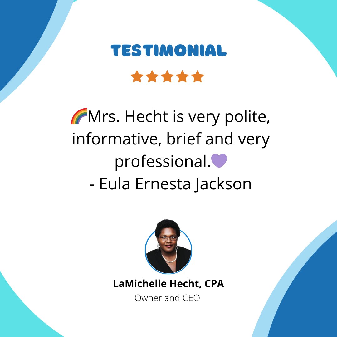 LaMiche_OSG_CPA's tweet image. Check out what our clients are saying!
.
.
#OverheadSolutions #YourCPA #TaxHelp #FinancialAdviser #WomeninBusiness #BlackOwnedBusiness #BlackCPA