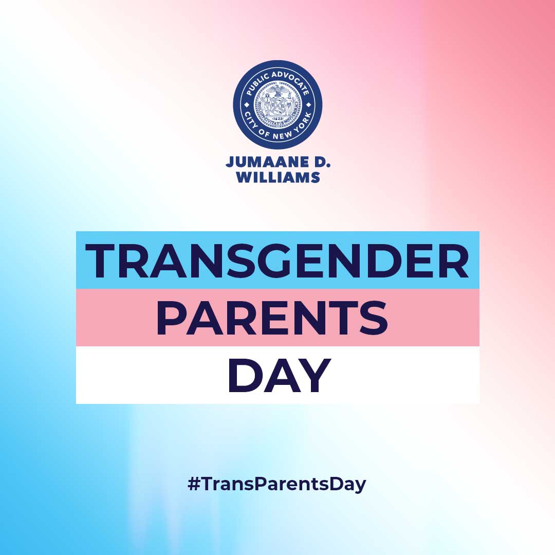 Happy Transgender Parents Day!

We celebrate families and chosen families, as we pledge to support all NYC parents. We'll keep working with advocates on the ground to promote #BirthEquityNYC for all birthing people and strengthen our communities.

#TransParentsDay #TransParentDay