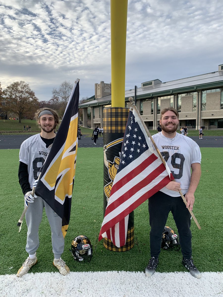 Congrats to Cristian Amesbury @Cristian_amesbury12 major: biology & Ryan Tompkins @r79tompkins @RyanTompkins79 major: Archaeology & Classical Studies! Our Game 9 flag-bearers for their performance this week. Find A Way! #GoScots #WoosterAlumni #FightingScots #WooNation!