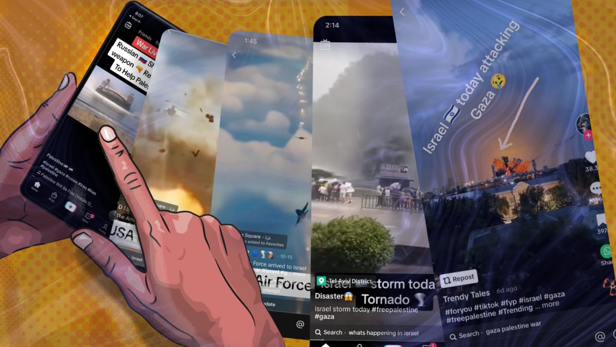 ChannelNewsAsia's tweet photo. IN FOCUS: How Israel-Hamas falsehoods on TikTok ‘cloud the public eye’ in Southeast Asia https://t.co/SAhL60eyV3 https://t.co/lcqa6zgWBD