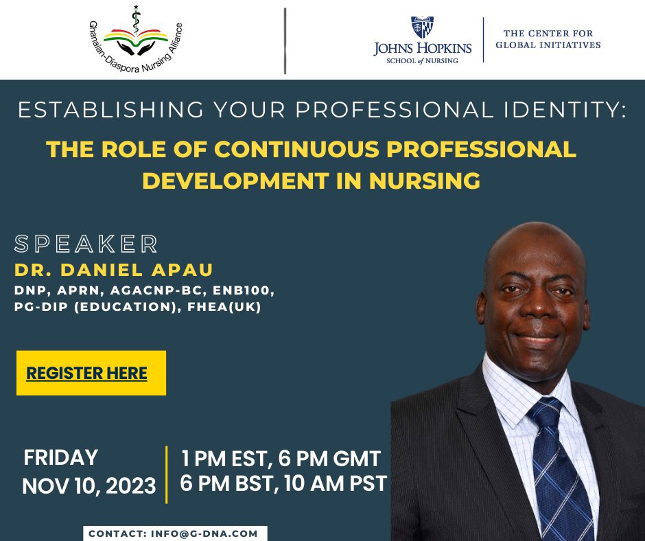 Looking to Elevate Your Nursing Career? Join Our Continuous Professional Development Webinar! Learn ways to stay ahead of the curve, invest in your growth, and unlock a brighter professional future. 
Register at jhuson.zoom.us/webinar/regist…
