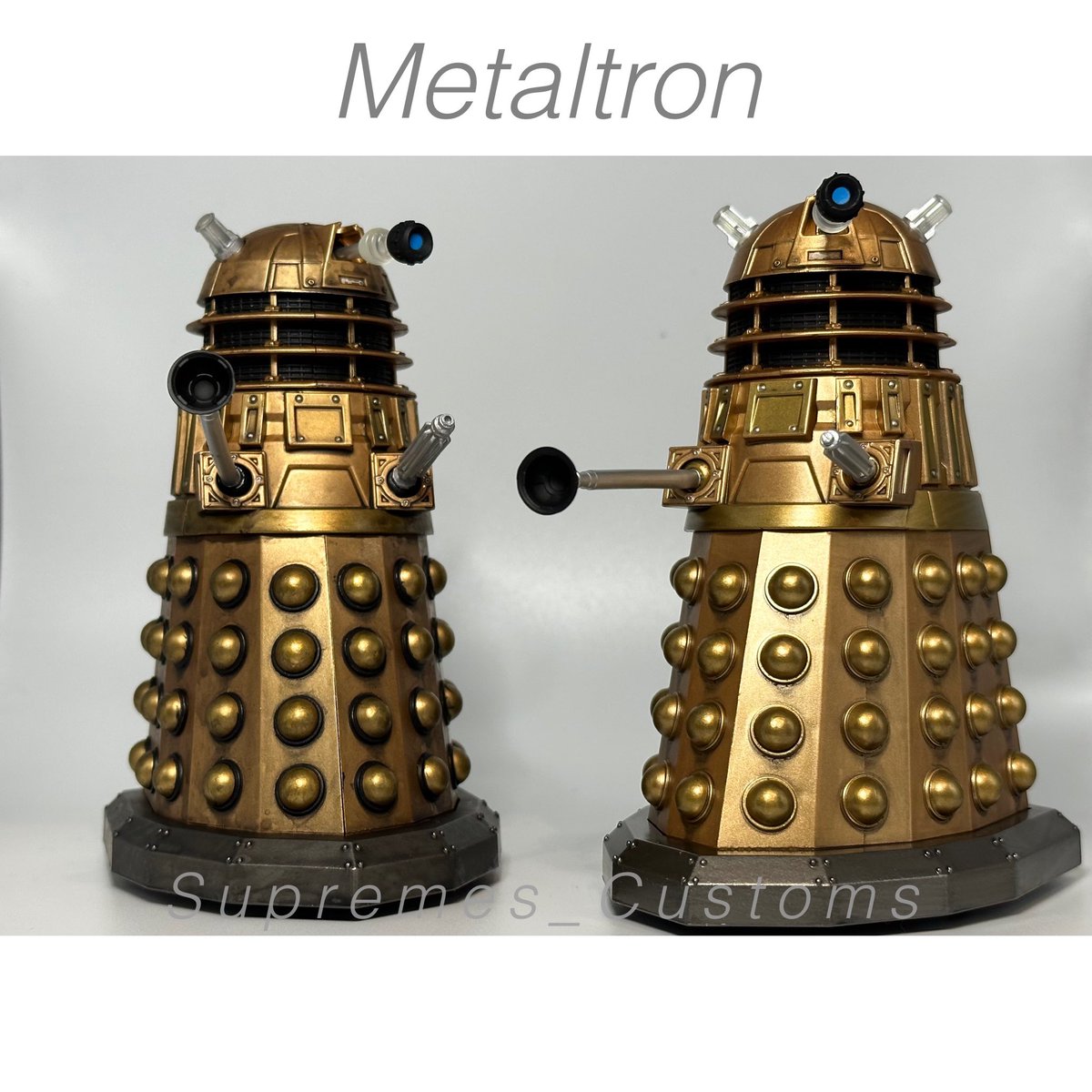 customssupremes's tweet photo. Updated the latest @bmstores Dalek figure, painted the black details on the hemispheres and joints, aswell as adding 3D printed gunstick and dome lights, then finished off with abit more weathering! 

#dalek #doctorwho @bbcdoctorwho https://t.co/m3kyY5bnkX