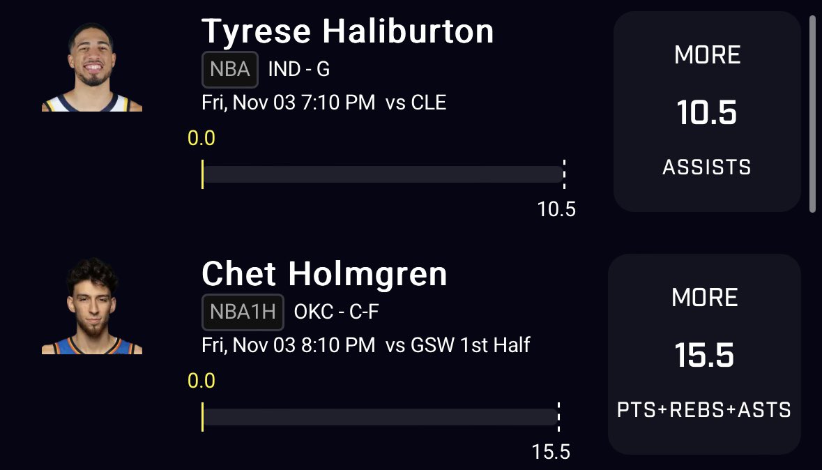 GorillaLocks_'s tweet photo. NBA Slips for they day! 🏀

We are up 14.67 units in the last 3 days let’s keep this shit going! We’re running a couple 2 mans for tonight I’m really loving Chet especially with shai out. 

Make sure you join the FREE discord link in my bio we are going crazy rn! 🔥
#PrizePicks https://t.co/dc5vOX1TaI