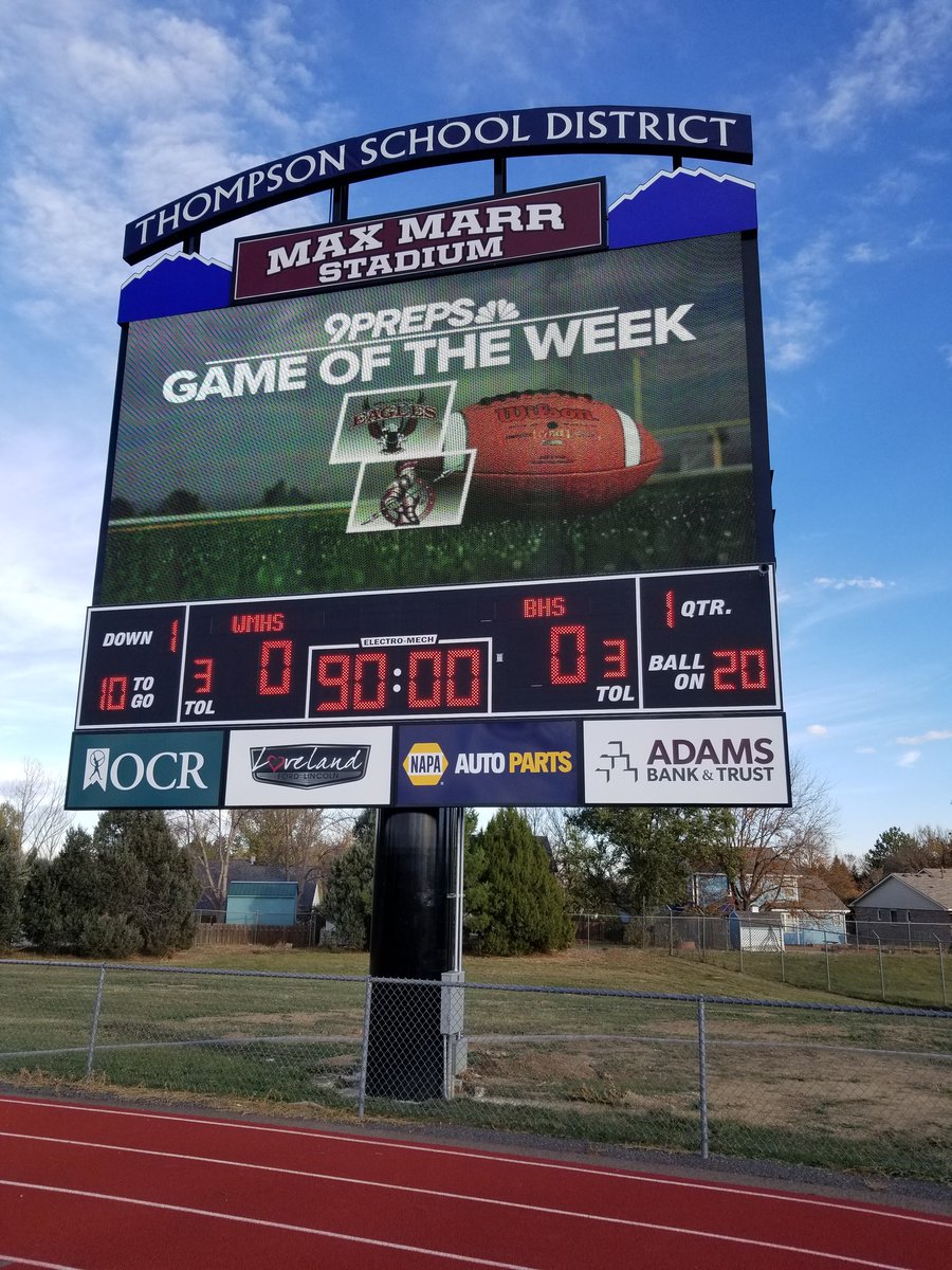 A nice welcome from the new <a href="/Spartans_BHS/">Berthoud High School Athletics & Activities</a> scoreboard!

The <a href="/9Preps/">9NEWS Prep Sports</a> Game of the Week coming up from Berthoud 🏈 #copreps
