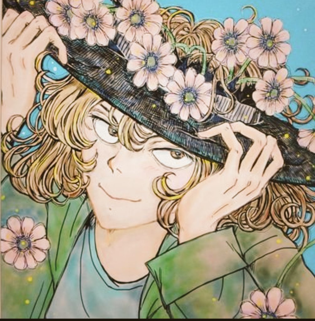 solo 1girl flower blonde hair hat smile shirt  illustration images
